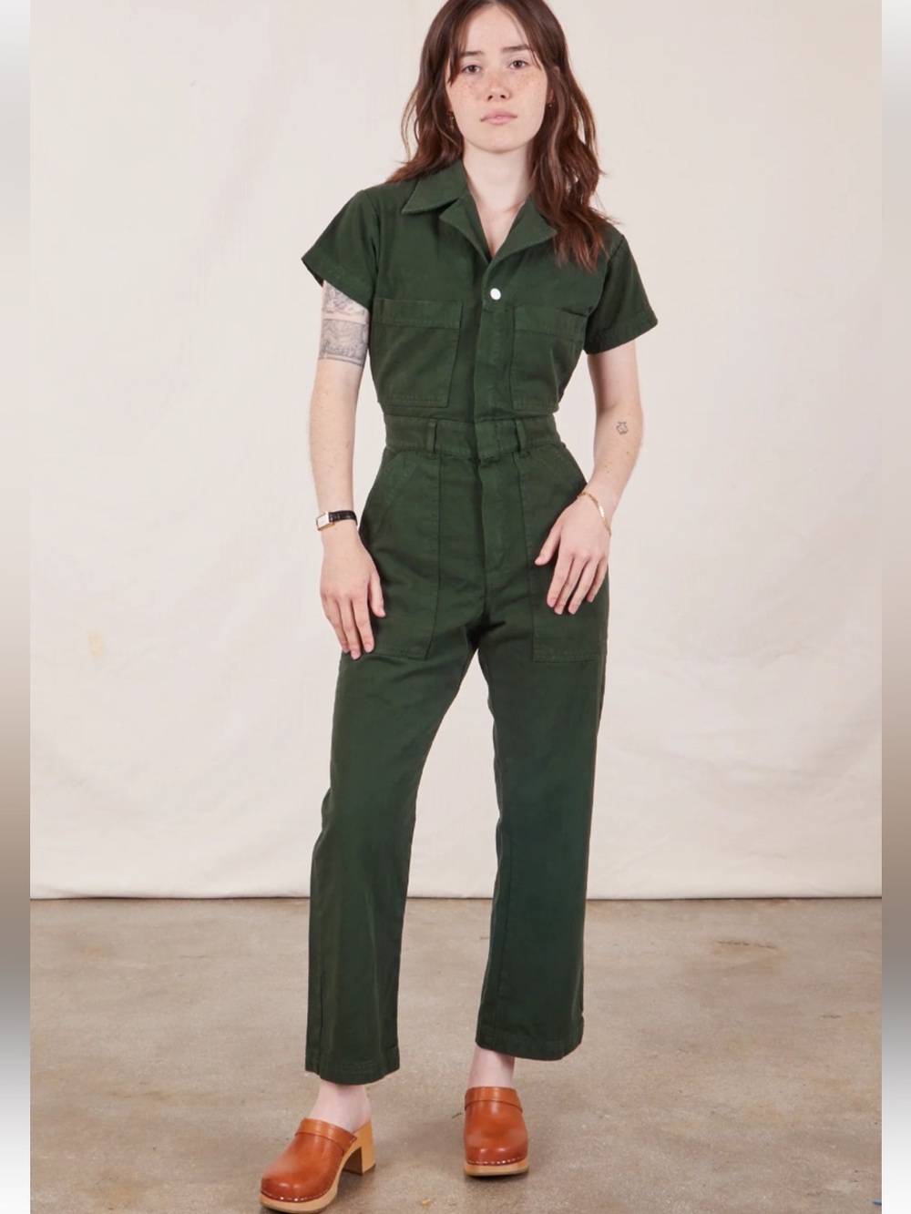 Big Bud Press Forest Green Short-Sleeve Utility Jumpsuit